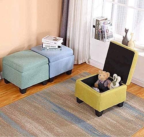 LaseVe Footstool, Linen Cotton Can Be Stored Footstool,Padded Cushion,Square Storage Change Shoe Bench,Living Room Home Decoration Furniture (Color : 3)