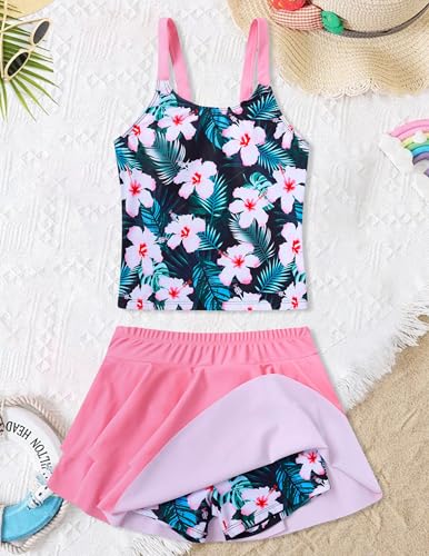 Image of ALISISTER Girls Tankini Swimsuit Two Piece Bathing Suits Summer Beach Swimwear with Shorts for 7-12 Years