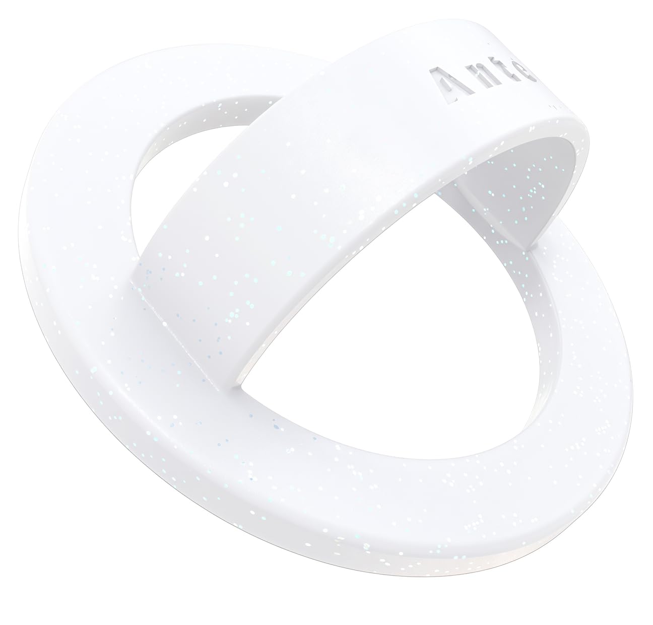 Anteel Magnetic Silicone Ring Grip Phone Holder, Strong Magnetic Attraction, Comfy and Portable, Removable Finger Loop Grip for Magsafe Phone Case (White Glitter)