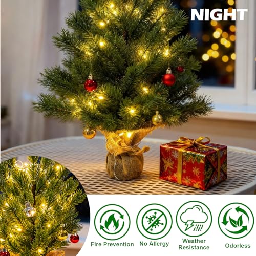 Árbol de Navidad artificial exterior impermeable Amzxart con luces 5