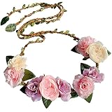 100% nuevo. Accesorios de boda cinturón flores tejidas a mano cinturón para niños flor rosa cinturón de novia cinturón de boda de doble uso banda para el cabello-MULTI, Talla única, China