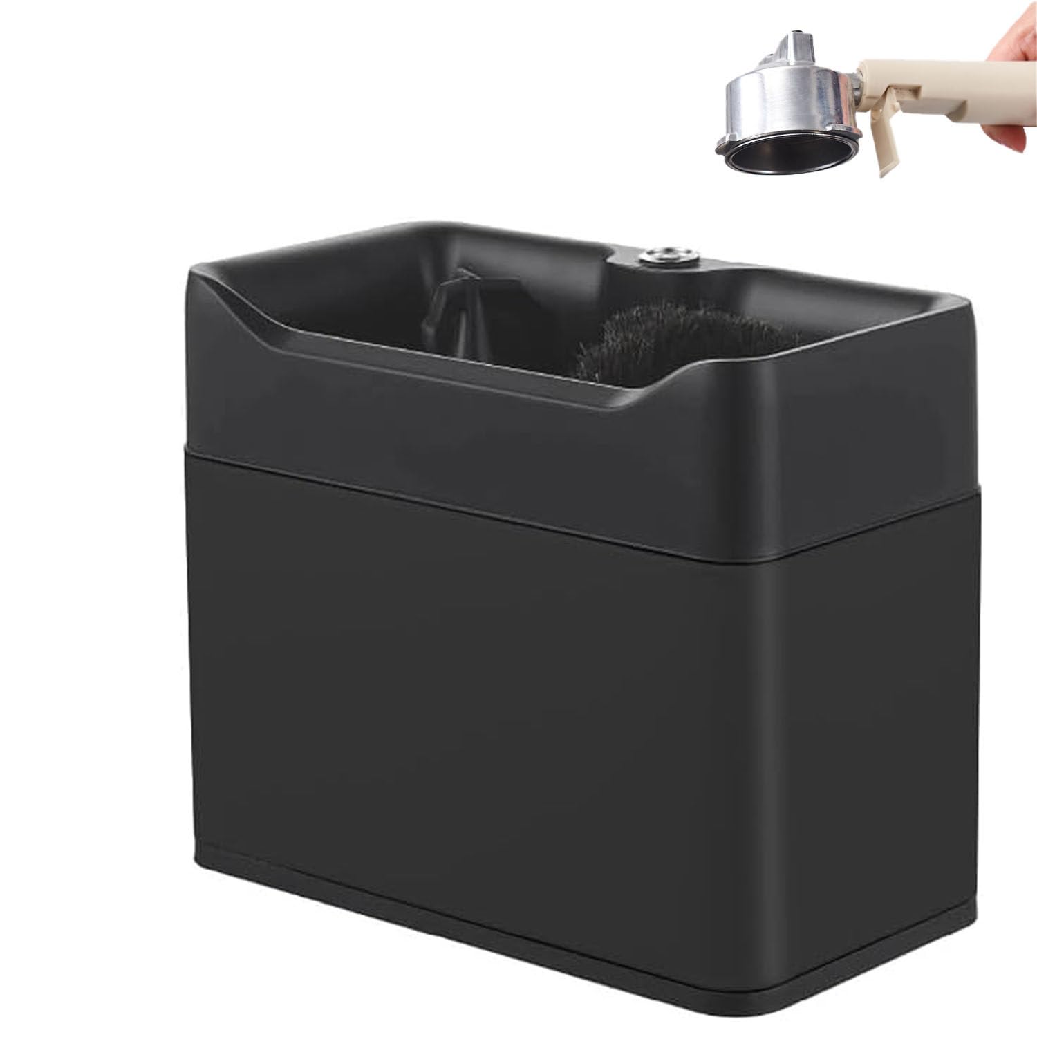 DUMIPME Coffee Portafilter Automatic Cleaning Machine, 340RPM Stainless Steel Espresso Powder Bowl Cleaner, Heavy Duty Commercial Tool for Cafe, Bar, Restaurant & Household Kitchen Black