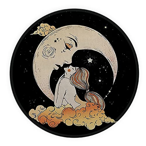Knibeo Gothic Moon Mouse Pad - Goth Gifts, 7.9x7.9 Waterproof Goth Round Mouse Pad Small, Goth Gifts for Women, Gothic Decor, Goth Gifts for Women, Astrology Decor
