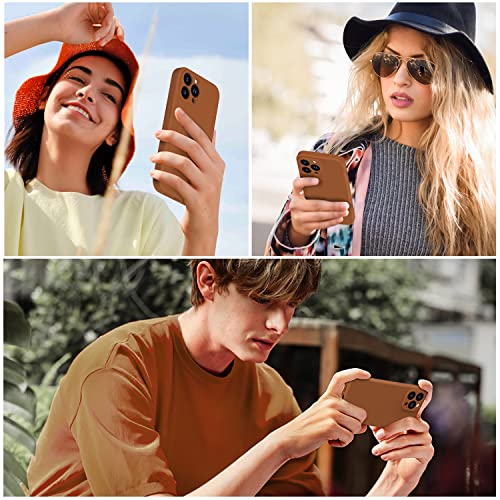 Dorismax Iphone 14 Pro Case,Iphone 14 Pro Silicone Case With Screen Protector,Slim Full Coverage Shock-Absorbing Phone Case With Soft Scratch-Proof Microfiber Lining For Iphone 14 Pro,Coffee #TOP2