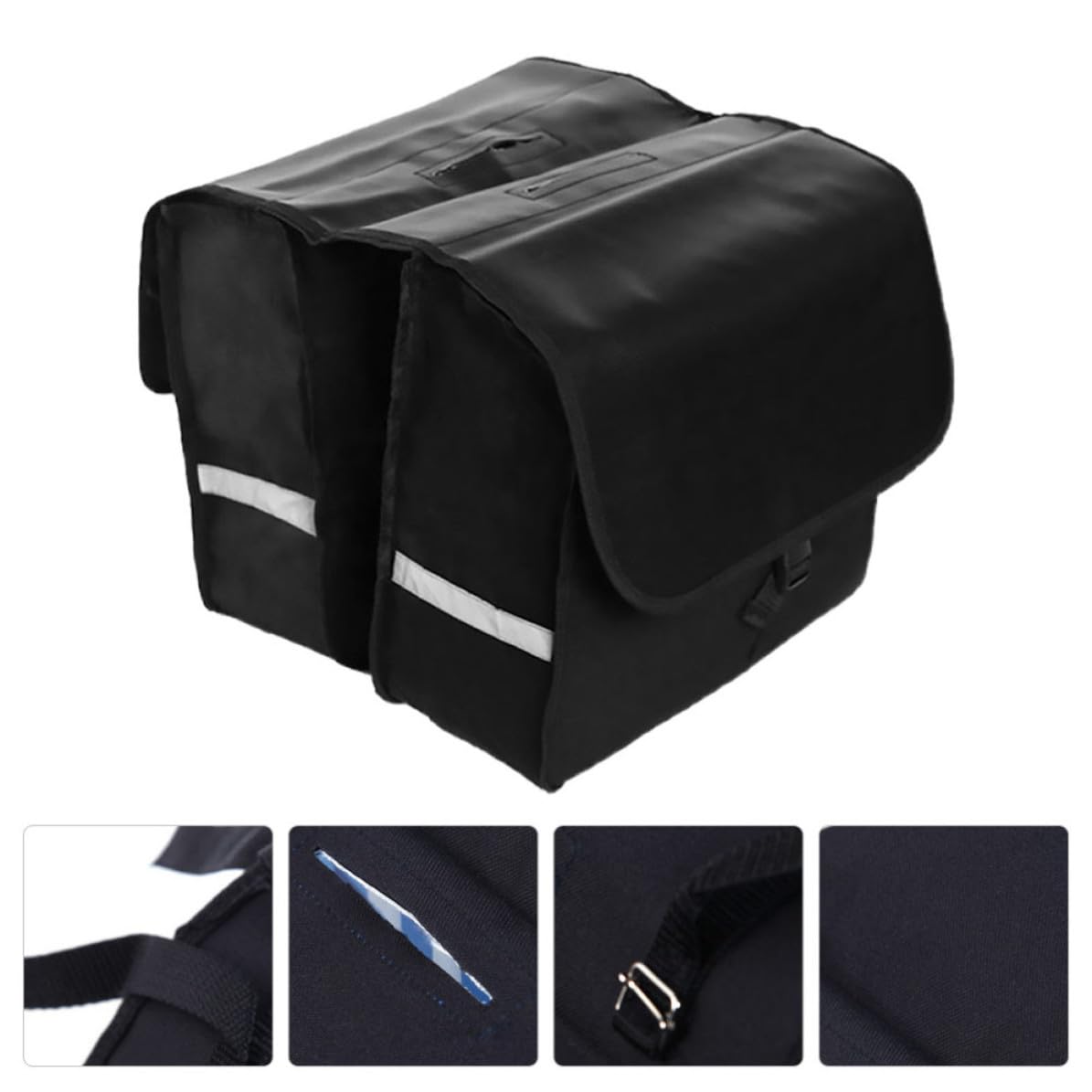 Generico Borsa da Bicicletta con Grande Scomparto Posteriore | Nero, Tela 600d e Mesh Stampata Pvc, Telaio Irrigidito, Finiture Riflettenti e Facile da Pulire