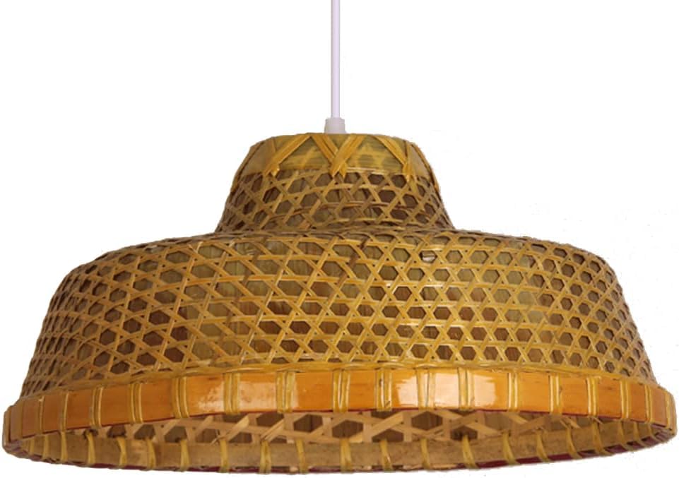 Lámpara colgante de arte natural y estilo pastoral con candelabros de sombrero de paja