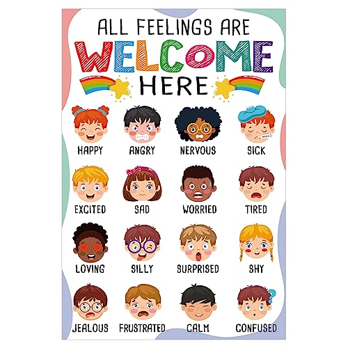 FLYAB Emotions Poster for Kids 16 Feelings Chart for Classroom Home Educational Social Emotional Learning Decor for Back to School Preschool Kindergarten 112 x 165