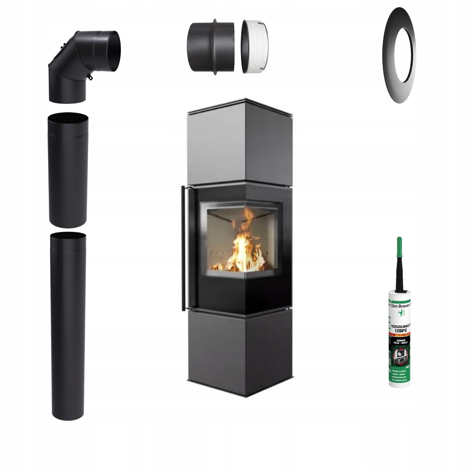 KRATKI Stufa a legna in acciaio REN 7,3 kW Ø150 destro A Ecodesign KOZA REN