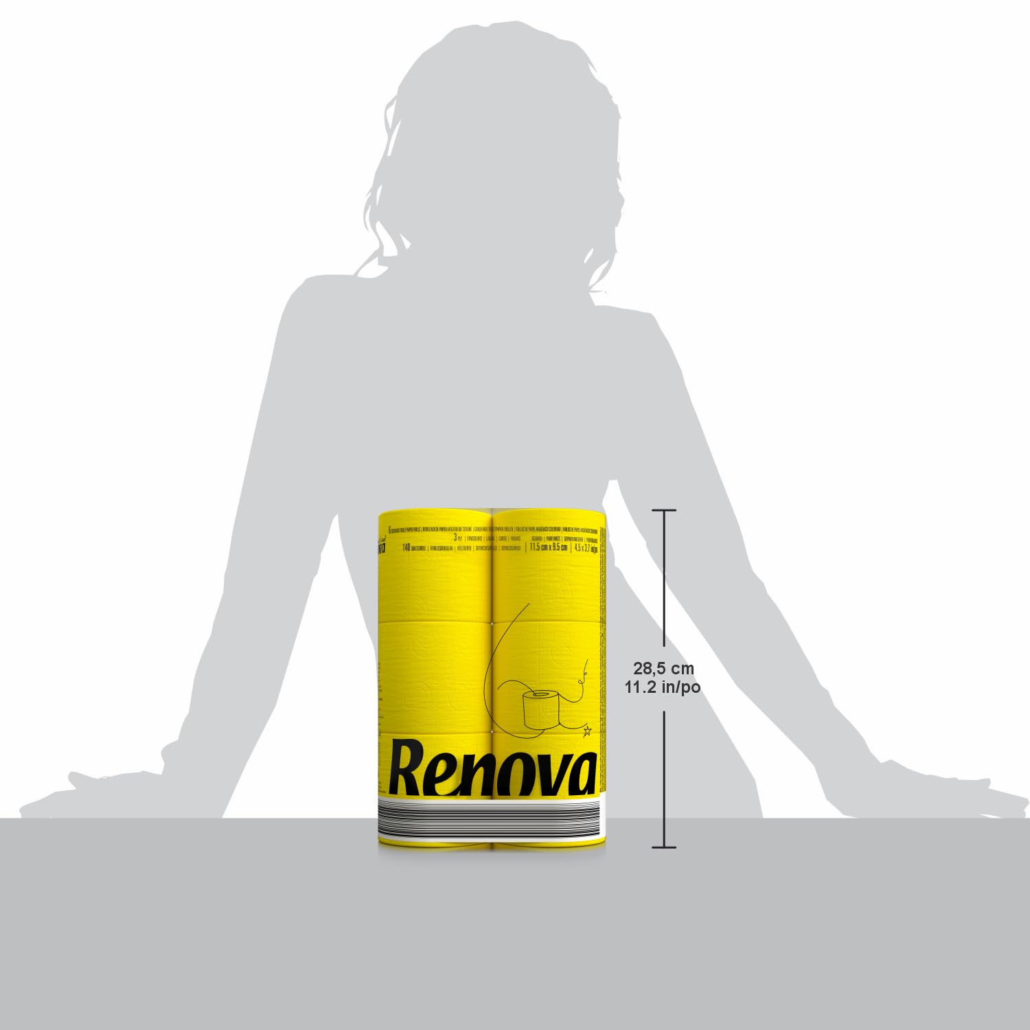 Renova 200054362 Papier Toaletowy, Zółty, 6 Sztuk