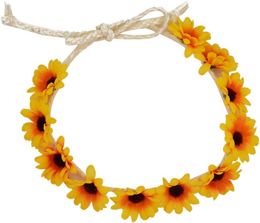 Lurrose 2pcs diademas de margaritas diadema de girasol corona tocado corona de pelo guirnalda para mujeres niña accesorios de foto
