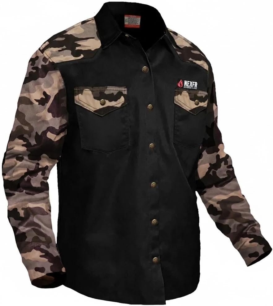 FR Shirt for Men – Welding Shirt, Anti-Static Twill, Bronze Snaps, Long-Sleeve Protection