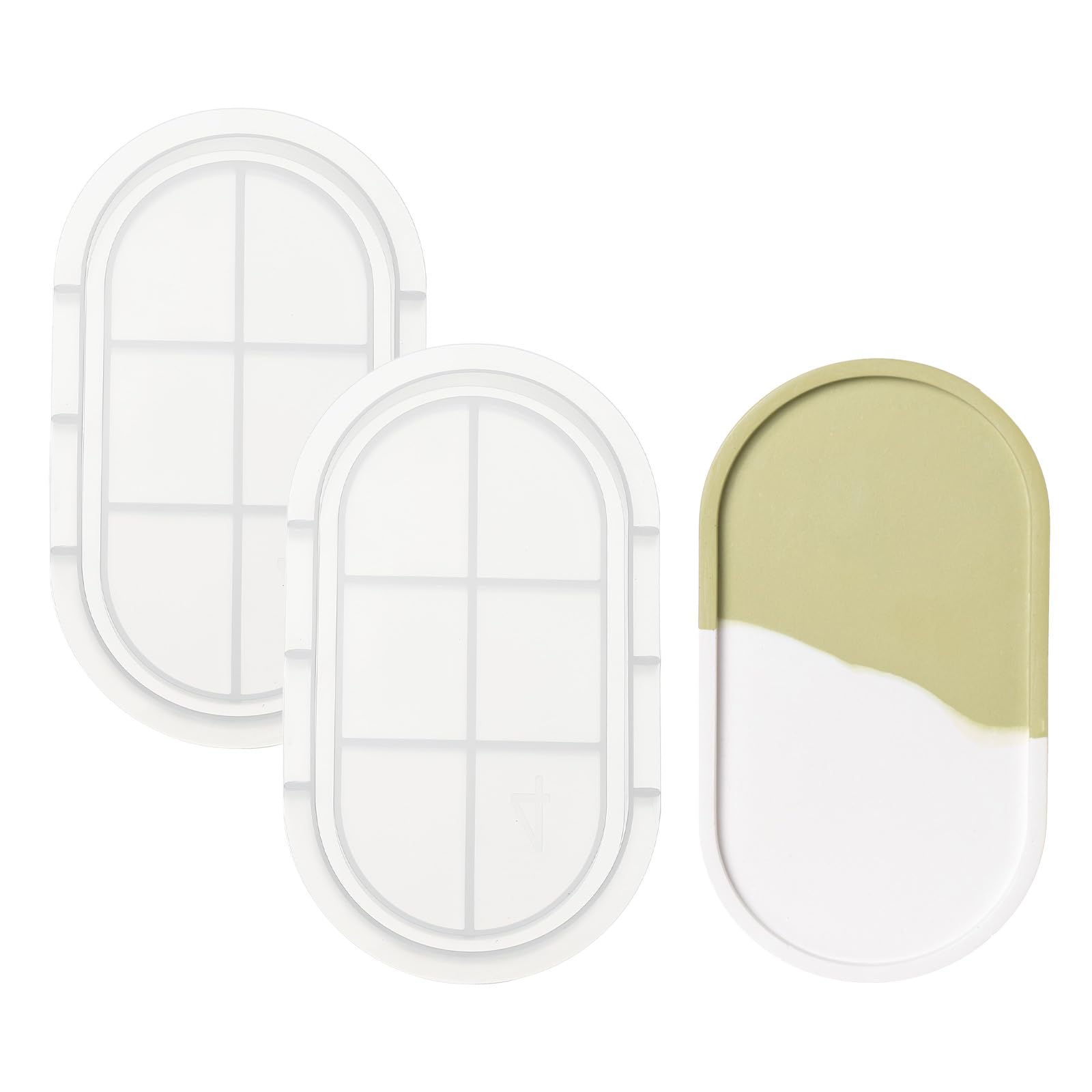 PATIKIL 6.9 x 3.5 x 0.6 Inch Oval Tray Resin Mould with Edge