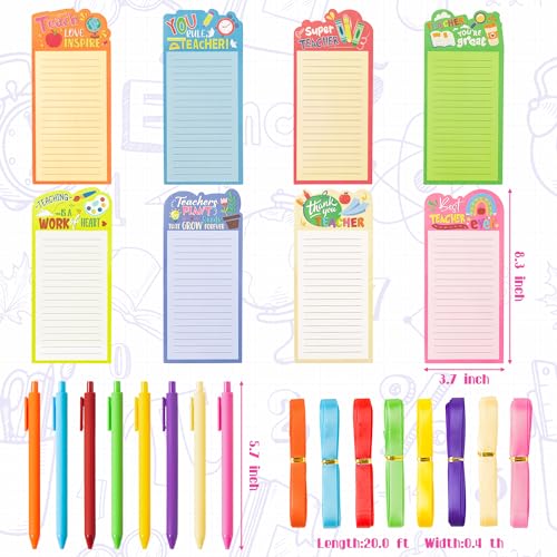 ANGOLIO 16 Sets Funny Teacher Notepads with Pens Teacher Appreciation Gifts Shopping List To-Do Notes for Teacher Students School Office Teacher's Day Birthday Back to School Summer Exchange Gifts