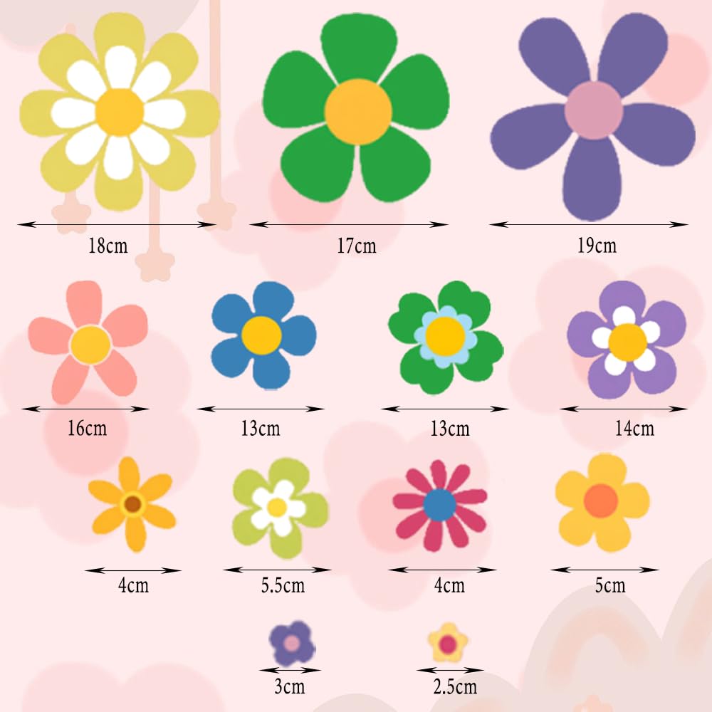 MSLSOZ 88 Pcs Floral Wall Stickers, White Film Material, Non-Transparent on Walls, Flowers in Various Sizes & Shapes - Image 3