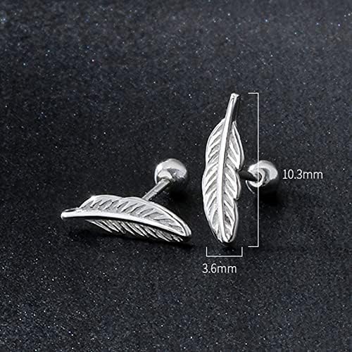18G Tiny Leaves Stud Cartilage Earrings for Women Teen Girls 925 Sterling Silver Mini Cute 3mm Ball Barbell Screw Back Sleeper Tragus Post Minimalist Piercing Body Jewelry Xmas Birthday Hypoallergenic