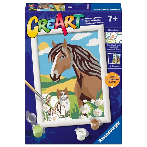 Ravensburger CreArt Peinture par numéros avec éléments en plâtre - Bonheur de Cheval