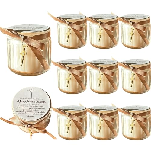 Opiniones de Velas en frasco que puedes comprar esta semana. 39 Velas Personalizadas para Aniversario Luctuoso y Novenario - 10 Velas Recuerdos Religiosos para Misa, Fin de Novenario. Velas en Frasco
