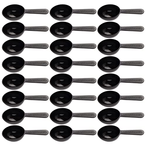 Framendino, 24 Pack Plastic Measuring Spoons Short Handle Scoops for Coffee Tea Sugar Cereal, Black 7g