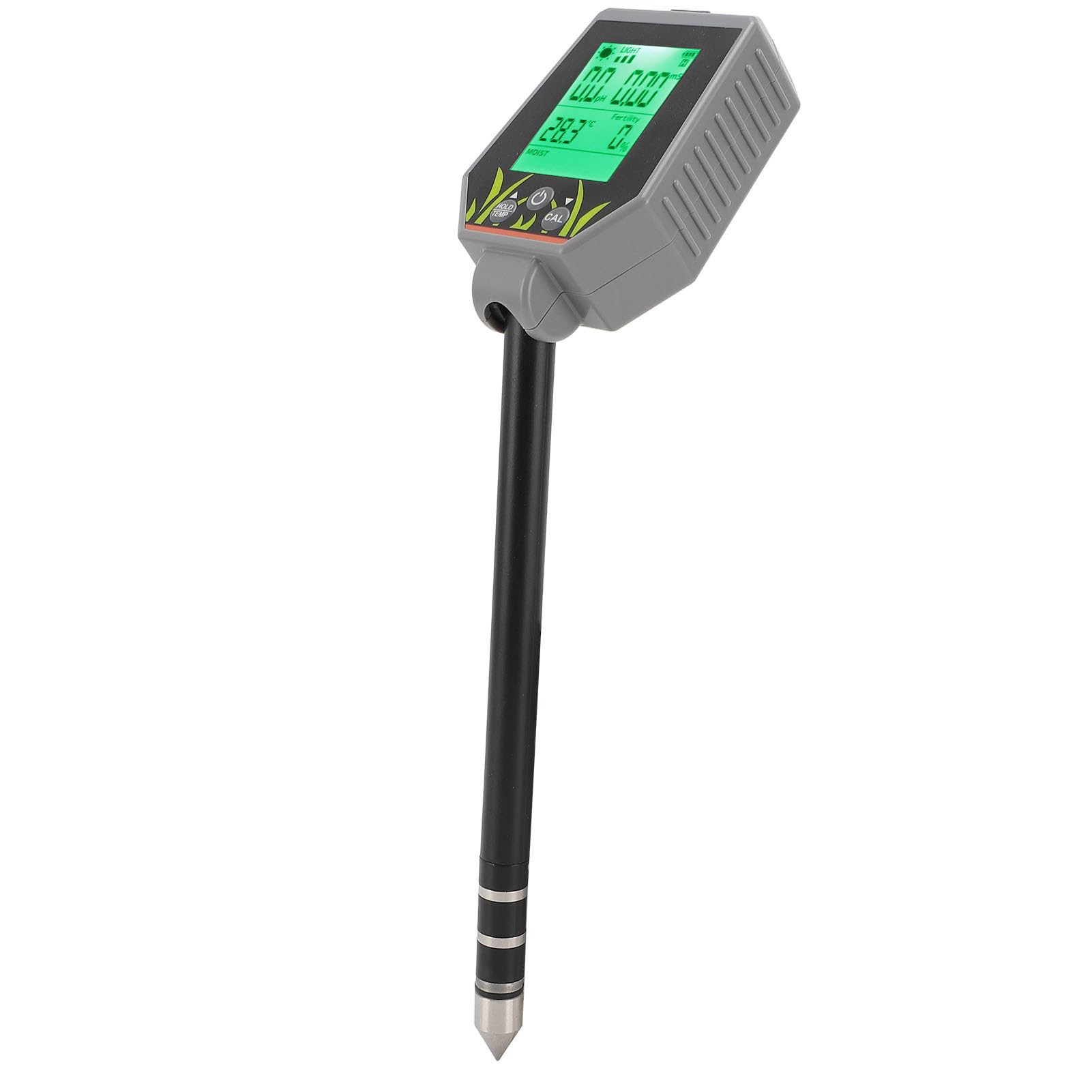 Zerodis Boden-PH-Messgerät-Kit, Digitales Bodenfeuchtigkeitsmessgerät, Tragbarer Bodenfeuchtigkeitstester für die Pflanzenpflege Im Garten, Gras, Rasen, Gewächshaus