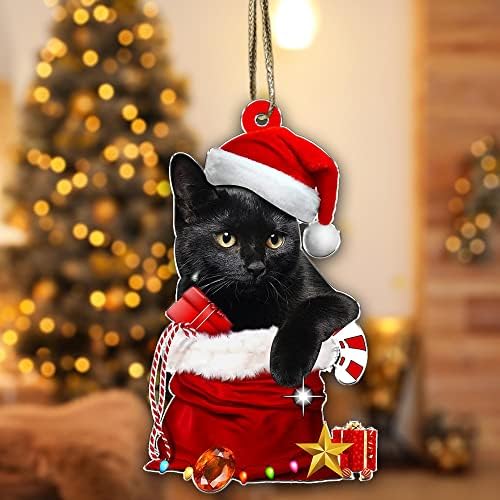 Funny Black Cat Ornaments, 4.5 Inches Height Cute Cat Christmas Decoration, Xmas Ornaments, Christmas Tree Hanging, Tree Topper Ornaments by Pop Up Design