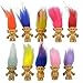 10PCS Mini Troll Dolls, Assorted Hair Colors Vintage Troll Action Figures 1.2" Adorable Cake Toppers, Cute Little Guys for Collection, Crafts & Party Favors