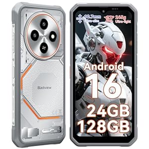 Blackview Fort 2 Outdoor Handy Android 16, 24(8+16) GB+128GB/2TB, Ultra-Dünn 10.7mm Outdoor Smartphone Ohne Vertrag, Gemini AI, 6.56" HD+90 Hz, IP69K Wasserdicht 16MP+13MP, 4G Dual/NFC/OTG/GPS/245g