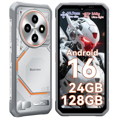 Blackview Fort 2 Movil Irrompible Android 15, Ultra Fino 10.7 mm Movil Indestructible, Gemini AI, 24(8+16) GB+128GB, 6.56" HD+ 90 Hz, 5000 mAh IP69K Impermeable, Cámara 16 MP+13 MP, 4G/NFC/OTG/GPS