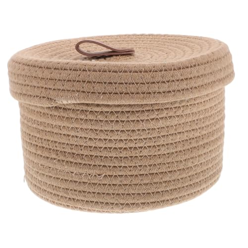BESPORTBLE Cotton Rope Storage Basket with Lid Cute Storage Bin for Organizing Makeup Jewelry and Accessories Versatile Nursery Caddie Storage