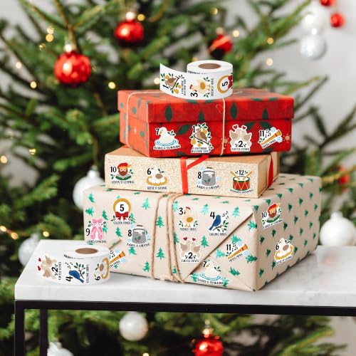 Image of Christmas 12 Days Stickers Rolls, 1000Pcs Classic Religion Theme