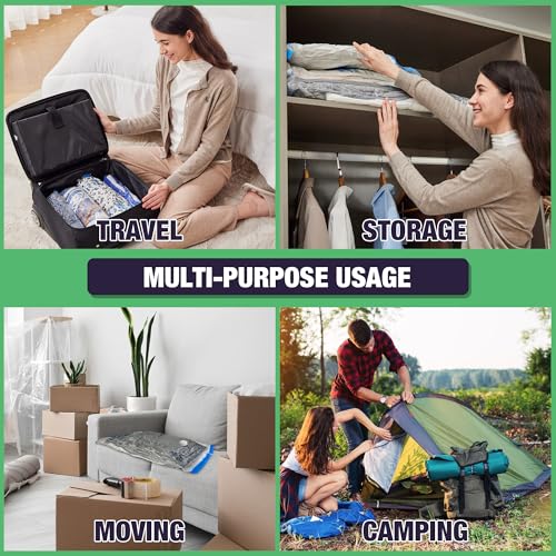 Image of 15 Jumbo Vacuum Storage Bags for Bedding, Vacuum Seal Bags for Clothing | Extra Large XL, Airtight Triple Seal, Save 80% Space, Hand Pump, Work with Vacuum, Double Zip, Reusable, Easy to Use
