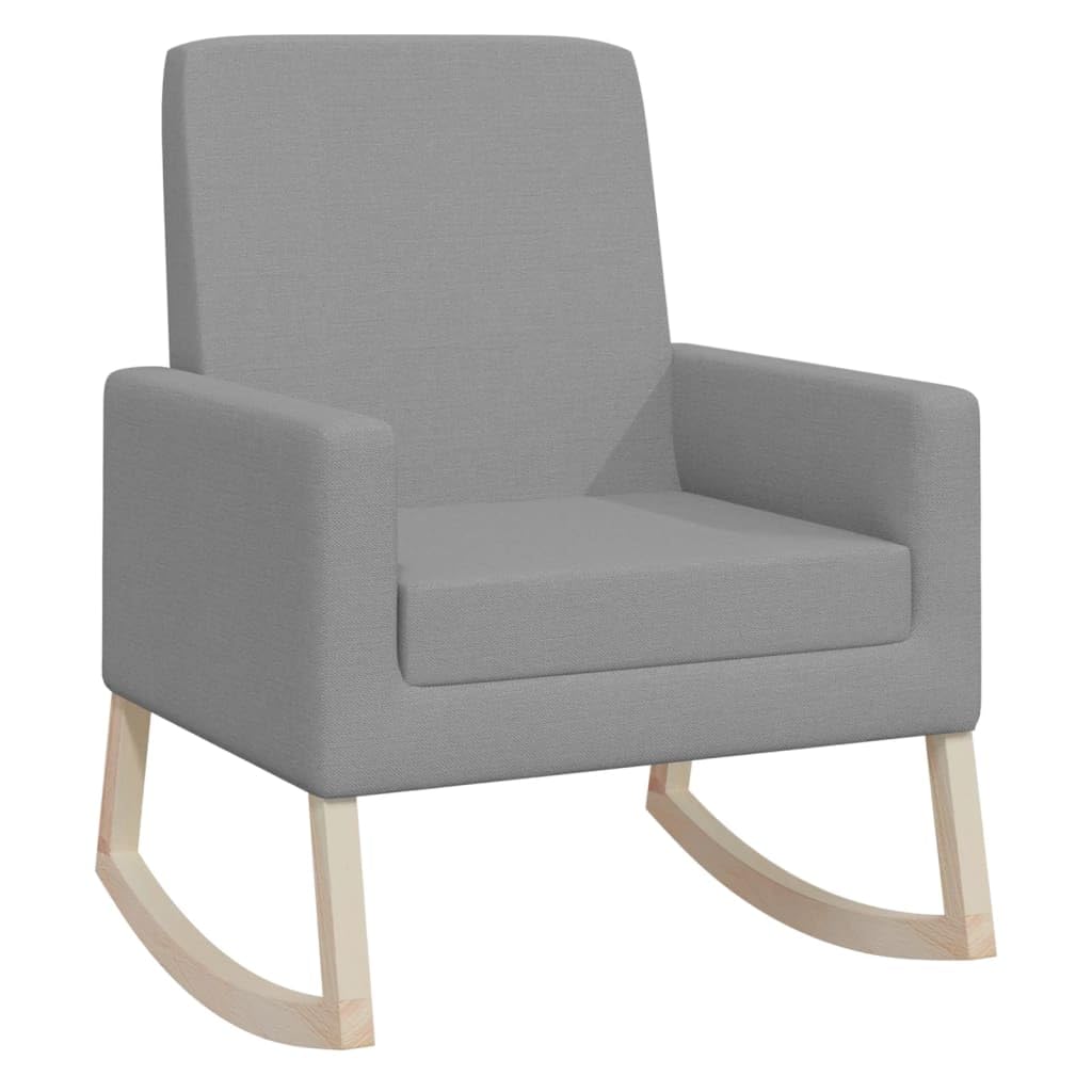 vidaXL Sedia a dondolo per interni ed esterni soggiorno camera da letto poltrona relax divano mobili in legno arredamento sedile tessuto grigio chiaro