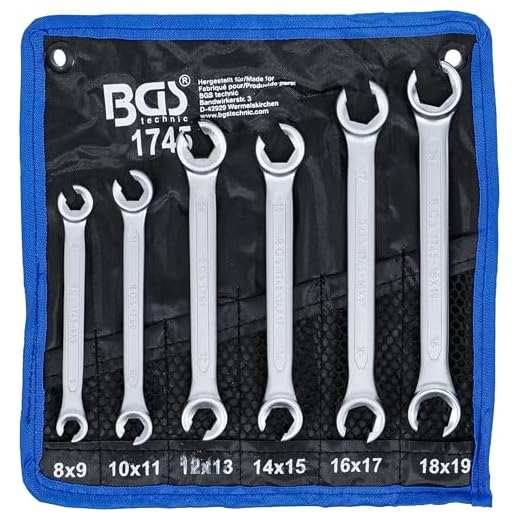 BGS 1745 | Offener Doppel-Ringschlüssel-Satz | 6-tlg. | SW 8 x 9 - 18 x 19 mm | inkl. Tetron-Rolltasche | CV-Stahl