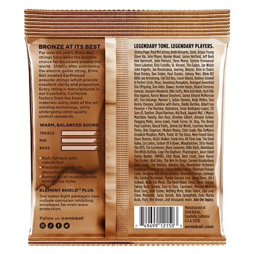 Image of Ernie Ball Earthwood Extra Light Phosphor Bronze Acoustic Guitar Strings, 10-50 Gauge (P02150) (Pack of 2)