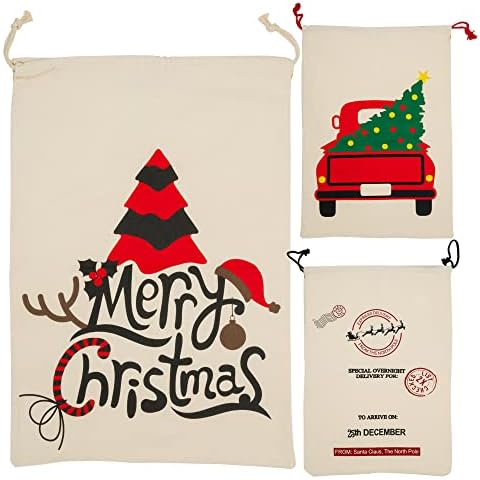3 x XMAS Merry Christmas Secret Special Trees Santa Large Sack bags for small or large gifts presents 70cm x 50cm drawstring bag Cover