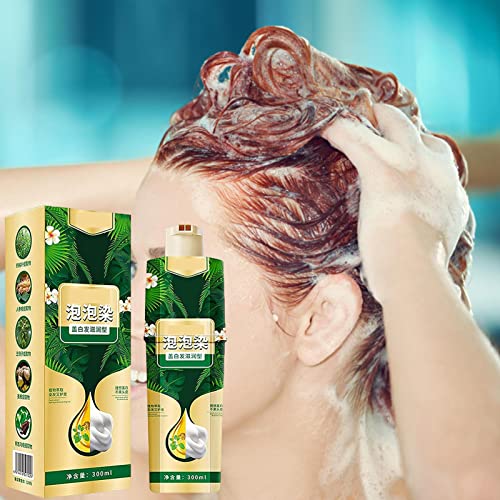 Pflanzliches Haarfarben-Shampoo,200ml Shampoo mit pflanzlichen Inhaltsstoffen in wenigen Minuten färben - Kastanienbraunes Haarfärbe-Shampoo für Damen und Herren Rianpesn
