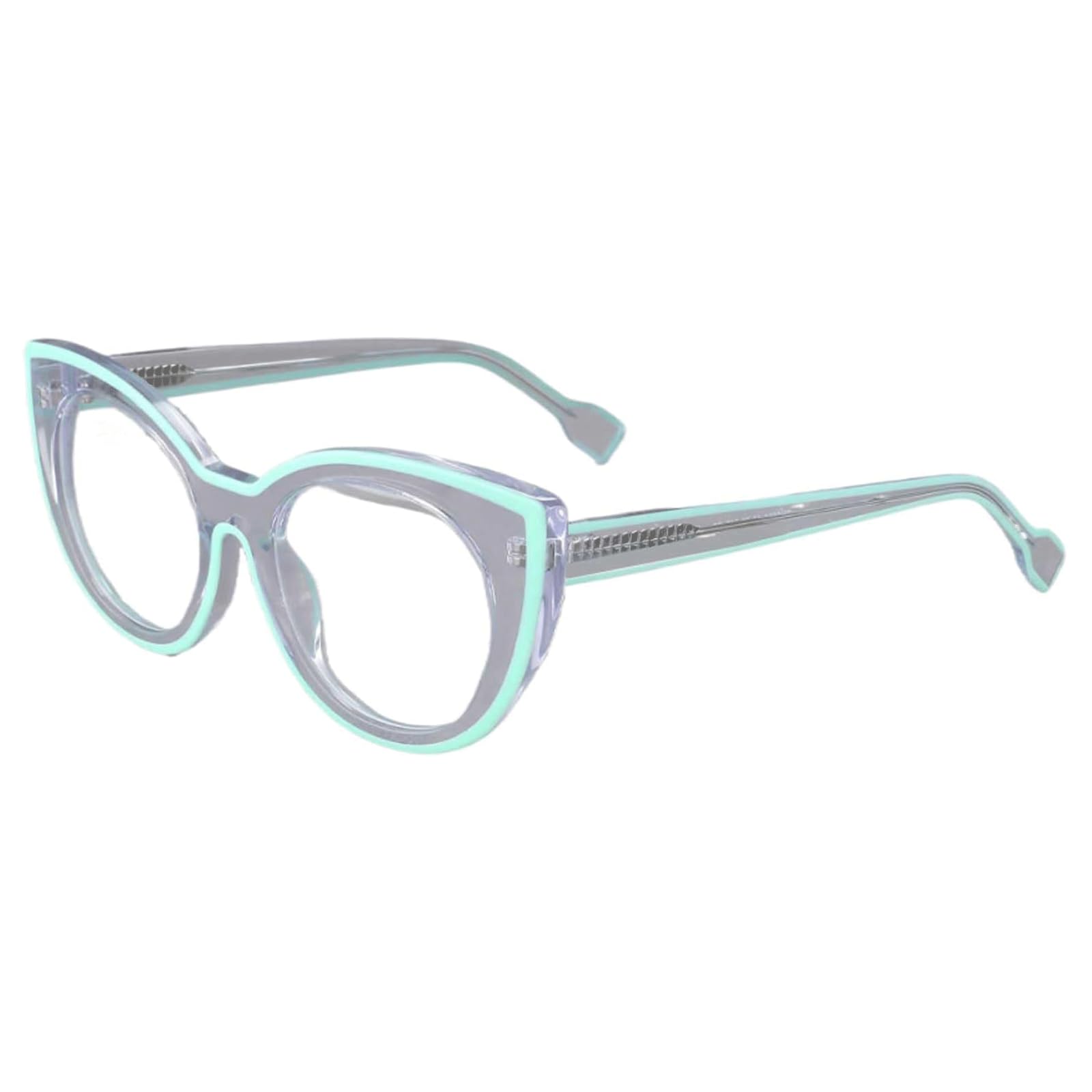 Rieort alla Moda Occhiali con Montatura Grande Montature per Occhiali da Donna Cat's Eye Lenti Trasparenti Montatura per Occhiali Anti Luce Blu Montatura per Occhiali in Acetato Elegante.