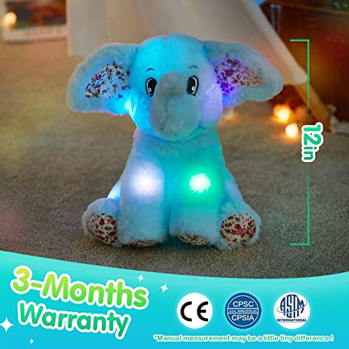 Bstaofy Light Up Elephant Soft Plush Toy Cozy Floppy Led Stuffed Animals Lullabies Nightlight Bedtime For Kids Birthday For Toddlers 12‘’ #TOP1