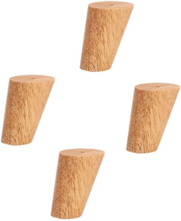 4Pcs Wooden Furniture Legs, Wood Sofa Legs Solid Wood Cone Tapered Replacement Furniture Feet for Couch Chair Bed Cupboard Tea Table TV Cabinet Ottoman(Wood Color)(B8cm)