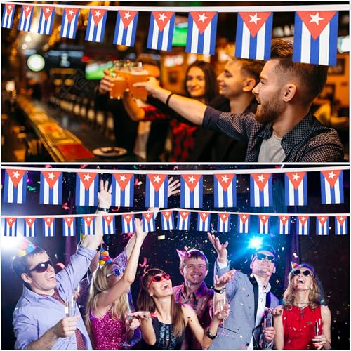 Image of 2 Pack Cuba Flag Banner String Small Mini 66 Feet 60 Pcs Cuban Hanging Flags Decoration
