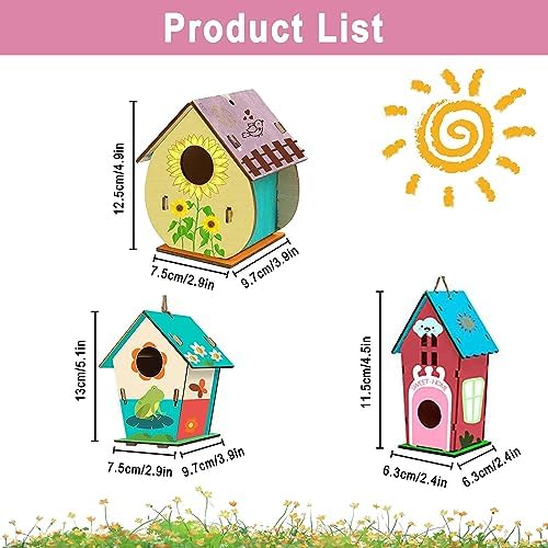 Arts Craft Kit Toys for Kids: Wind Chime Kits to Build and Paint, 3 Sets Wooden Art and Crafts for Girls Boys Ages 3-5, DIY Bird House Kit for Birthday Holiday New Year Party Gifts 6 51CmRGXotaL. AC