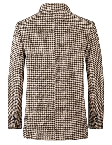 Mens Houndstooth Blazer Jacket Slim Fit Two-Tone Grid Spring Autumn Wedding Business Coat2