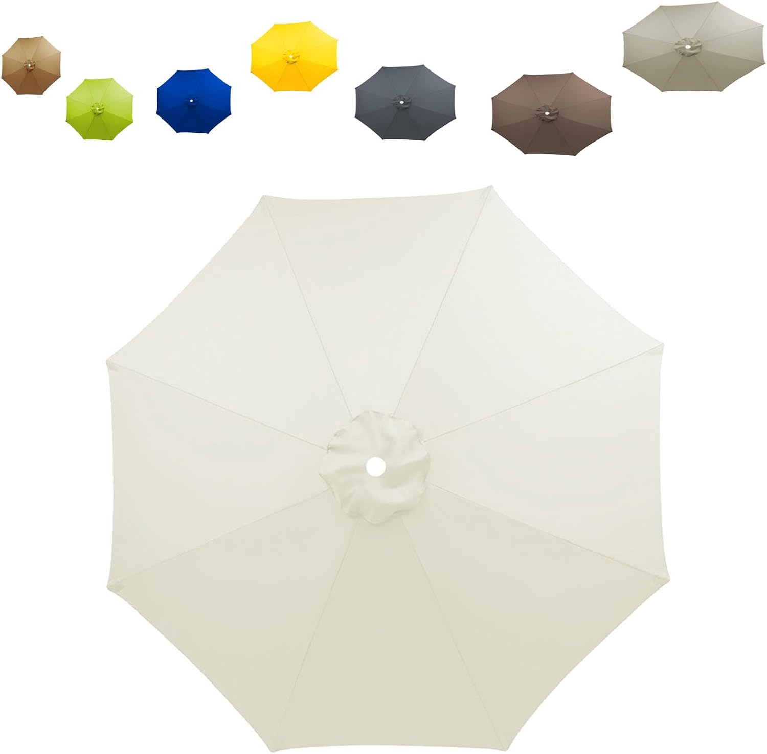 Market Umbrella Replacement Canopy - 8 Ribs Patio Umbrella Top Cover for Outdoor Table, Durable Waterproof Canopy for Backyard Shade and Protection