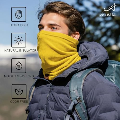 Image of ACUSHLA 100% Merino Wool Neck Gaiter Men Women Winter Ski Face Mask Scarf