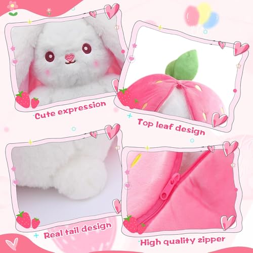 Image of Babique Reversible Bunny Rabbit with Chain Stuffed Plush Animal | Teddy Bear Soft Toy |Ideal for Birthdays & Special Occasions Girls /Boys, Baby Kids -Pink, 30Cm