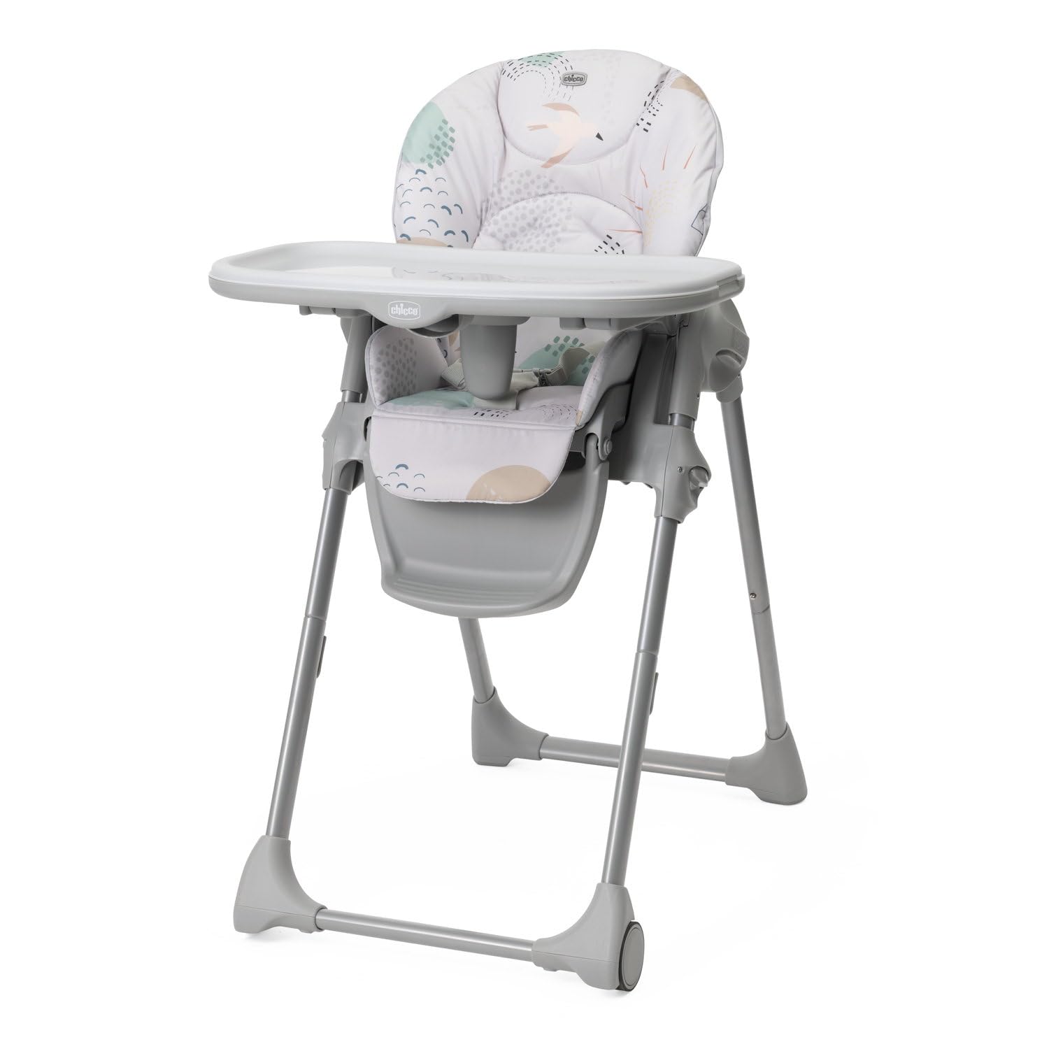 Chicco Polly Easy Seggiolone Pappa Evolutivo per Bambini da 6 Mesi a 3 Anni (15 kg), Seggiolone Reclinabile a Sdraietta con Altezza e Poggiapiedi Regolabili, 4 Ruote, Chiusura Compatta, Landscape