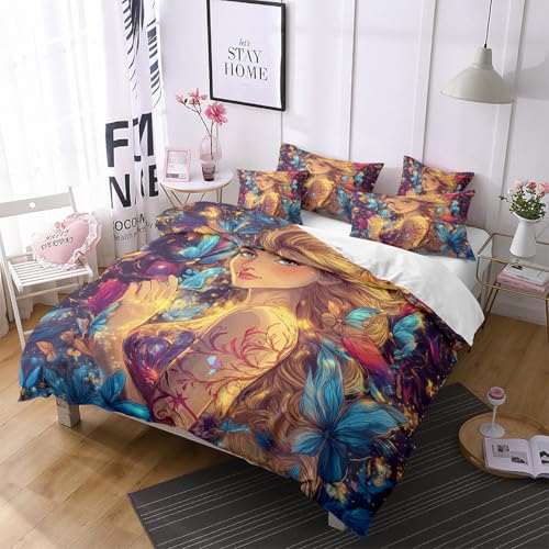 Parure de lit avec fermeture éclair pratique et motif papillon 3D - 5