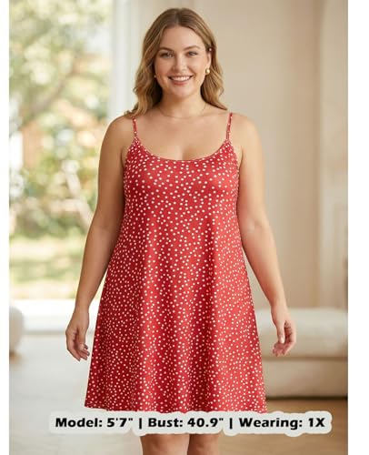 Image of 7th Element Women's Plus Size Slip Dress, Spaghetti Strap Summer Cami Sundress & Nightgown, Under Dresses & Beach Cover-up