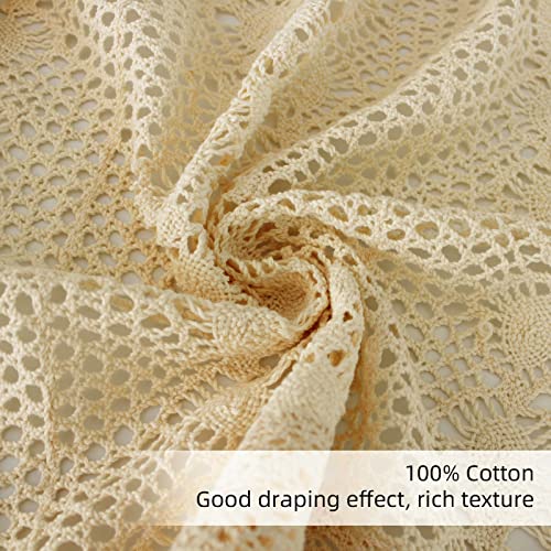 Sfj-Ca Macrame Valance For Window Cotton Crochet Kitchen Curtain With Tassels 59" X 12" Rod Pocket Cafe Net 1 Panel #TOP5