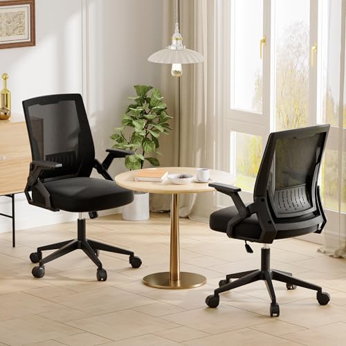Image of GTPLAYER Ergonomic Office Chair with Flip-up Armrests Executive Computer Chair for Home Office, Breathable Mesh & Comfy Lumbar Support, Pack of 2, Space Black