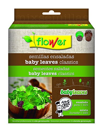 Flower - Mezcla Semillas BabyLeaves Classics de 100 gr | Ensalada Fresca para 1 Mes | Semillas de Alta Germinación | Ideal para Huerto Urbano, Multicolor, 19.0x15.0x6.5 cm, Semilla.